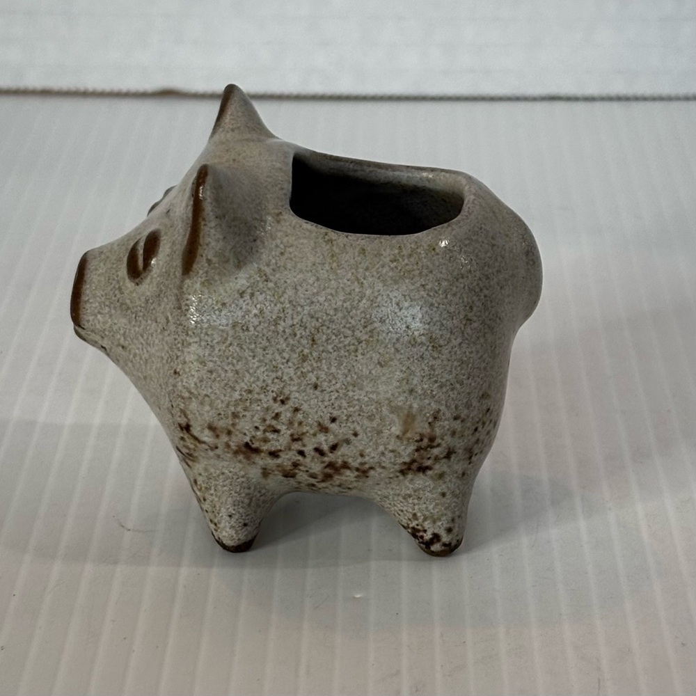 Vtg  David Stewart Lions Valley Stoneware Pig Ceramic Planter Toothpick Holder - Picture 2 of 9